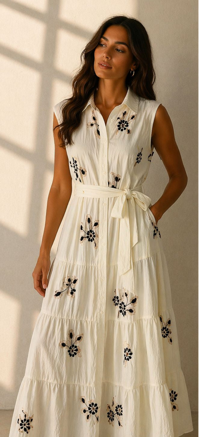 Vestito chemisier ricamato